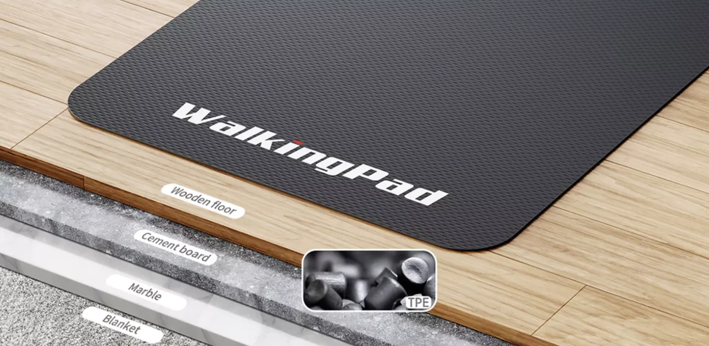 protišmyková podložka tlmiaca nárazy aj hluk pod bežecký pás walkingpad